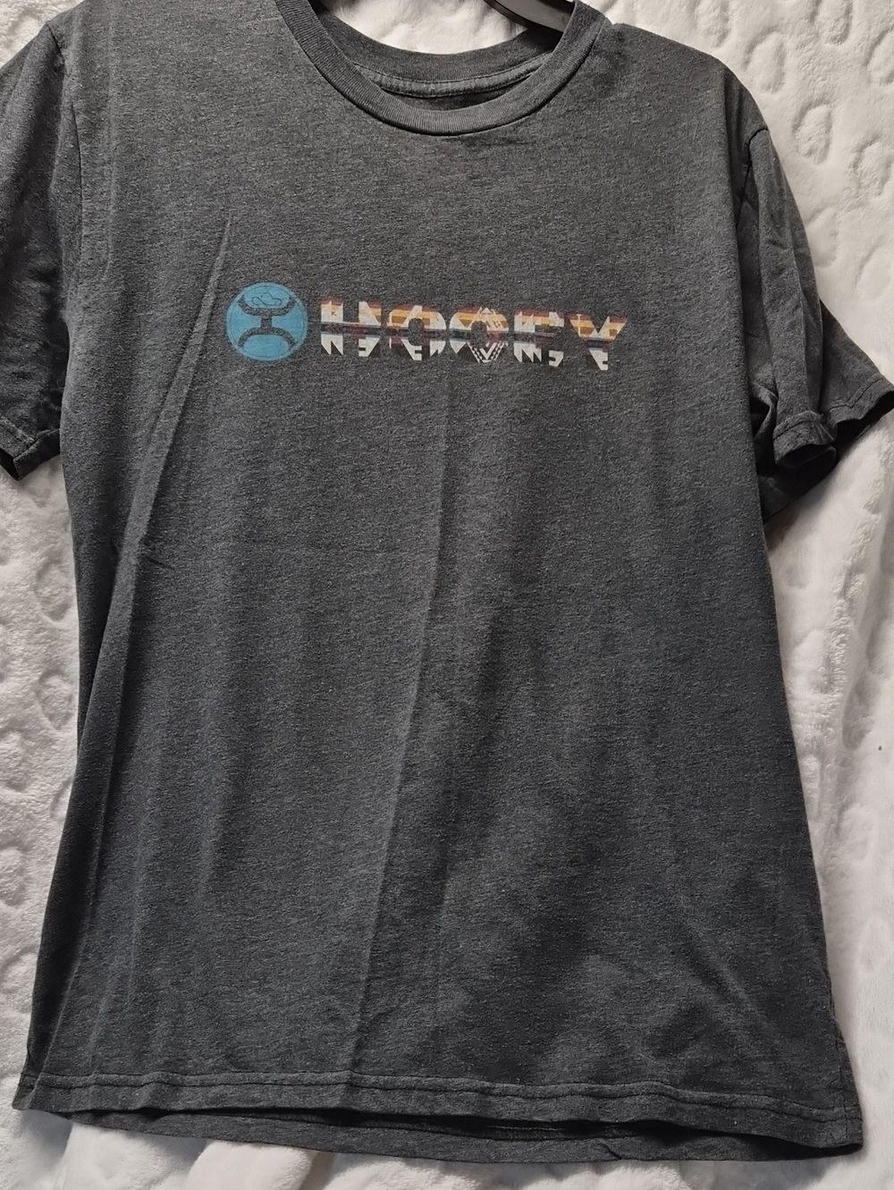 Hooey Charcoal Gray Short Sleeve Tee with Blue Logo